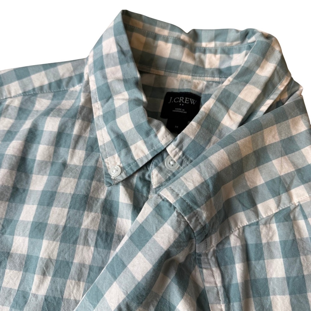 J.Crew Mens Gingham Check Button Down Shirt M Short Sleeve Preppy Summer Classic